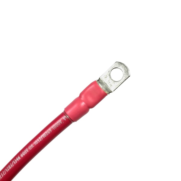 Marine Battery Cable, 4 AWG Gauge, Tinned Copper w/ Red PVC, 180" Length, 3/8" Lugs